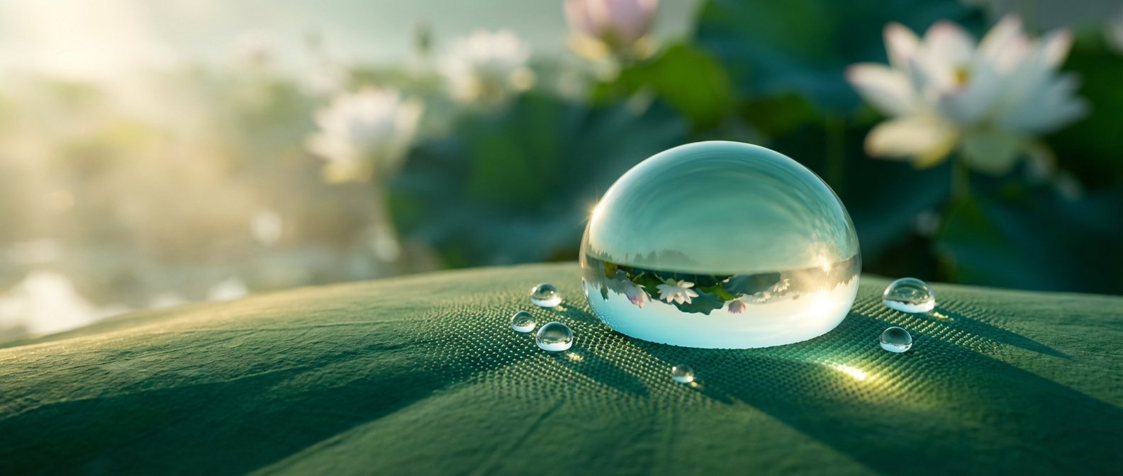 Dew drop on lotus leaf representing exosome cellular delivery